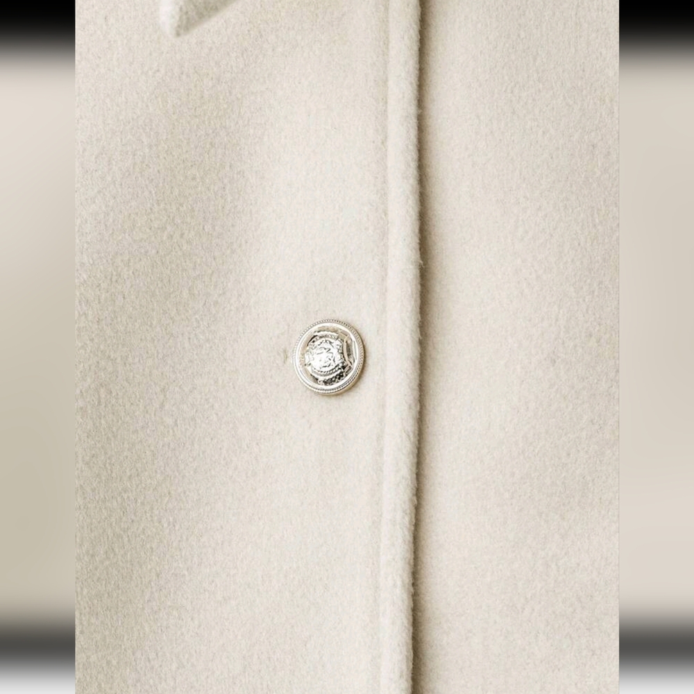 Women Elegant Solid Color Coat With Faux Fur Cuff & Bow Decor, Autumn/Winter - Picture 5 of 6